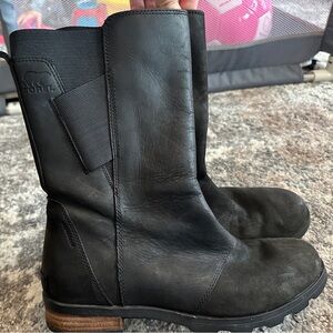 Sorel Black Leather Mid-Calf Boots